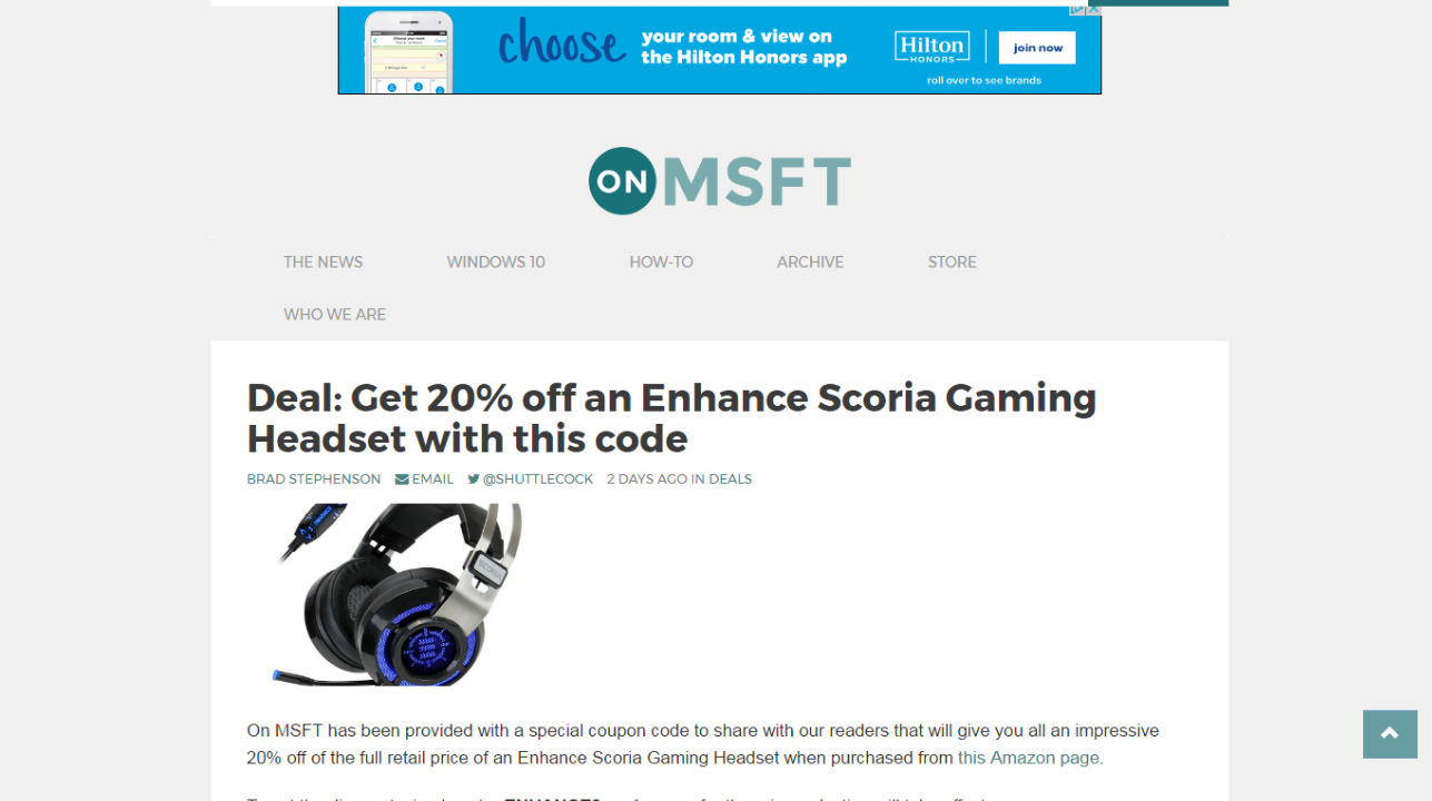 Deal: Get 20% off an Enhance Scoria Gaming Headset with this code